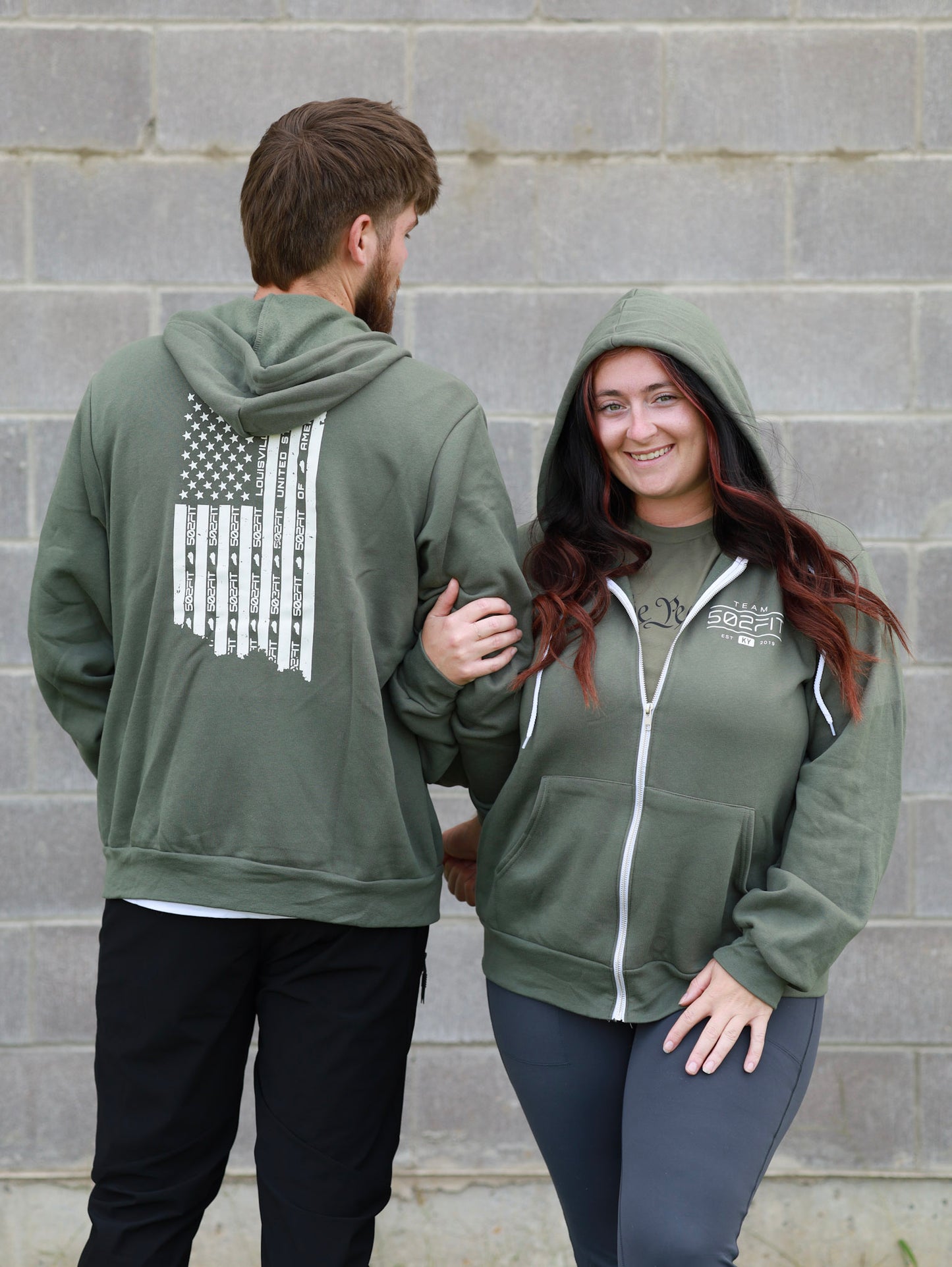 Flag Back Zip Up Hoodie
