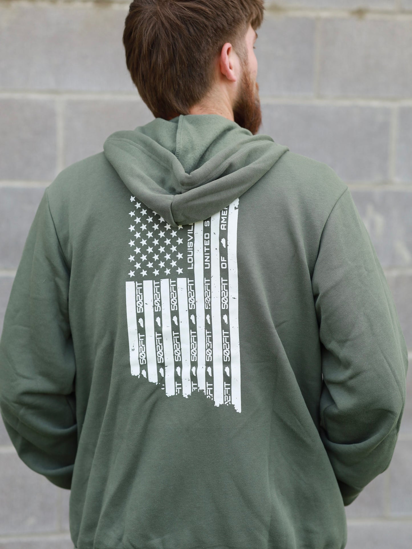 Flag Back Zip Up Hoodie